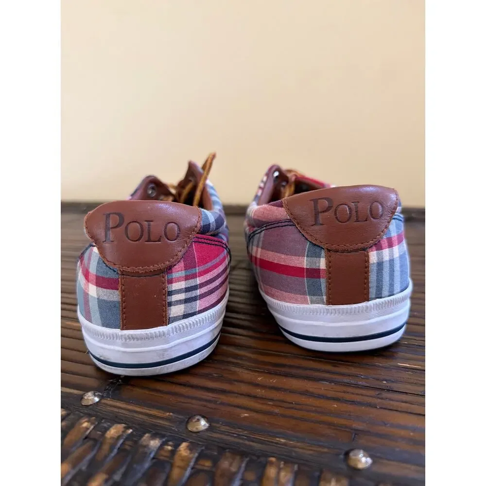 Polo Ralph Lauren Plaid Sneakers Men's Size 11.5 D Preppy Classic Golf Luxury